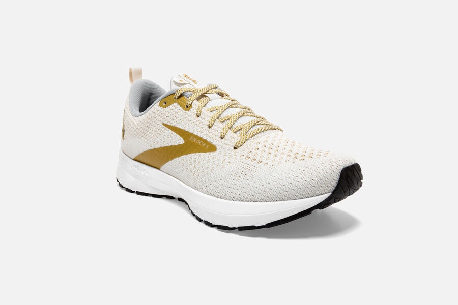 Brooks Running Shoes Womens White/Gold - Revel 4 Road - 2190-IXYFZ